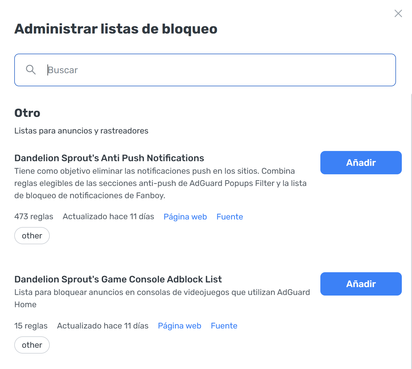 Otras listas de bloqueo *border