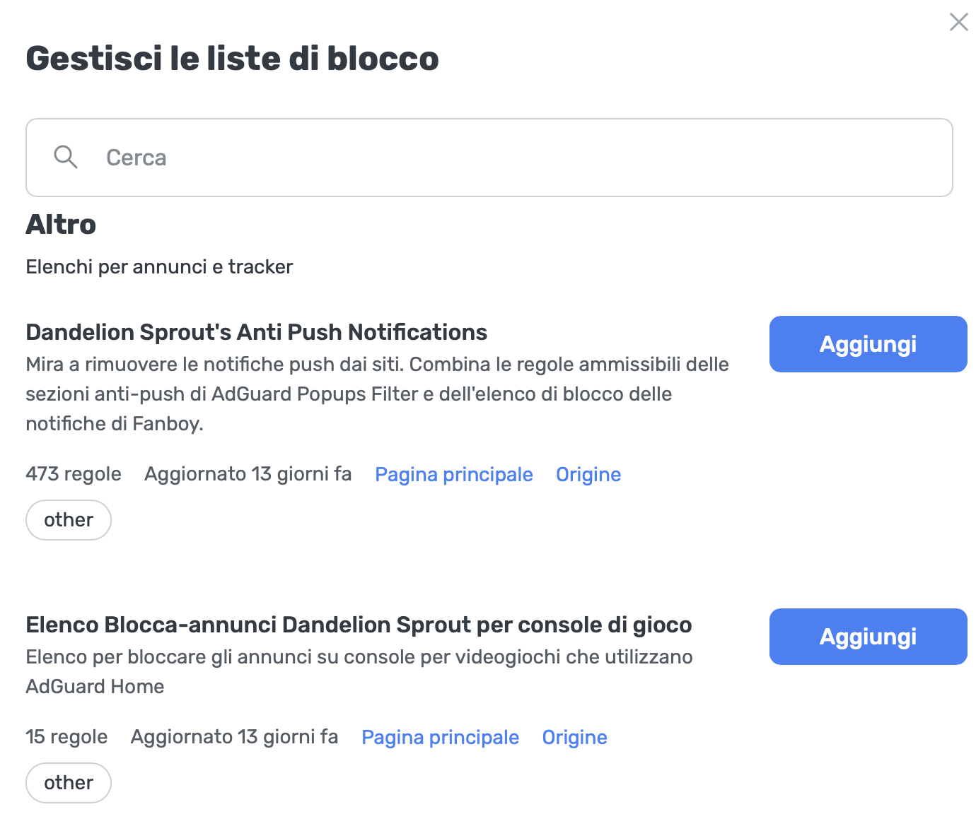 Altre liste di blocco *border