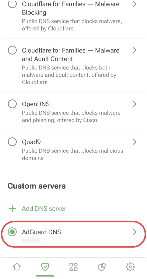 adguard dns url android