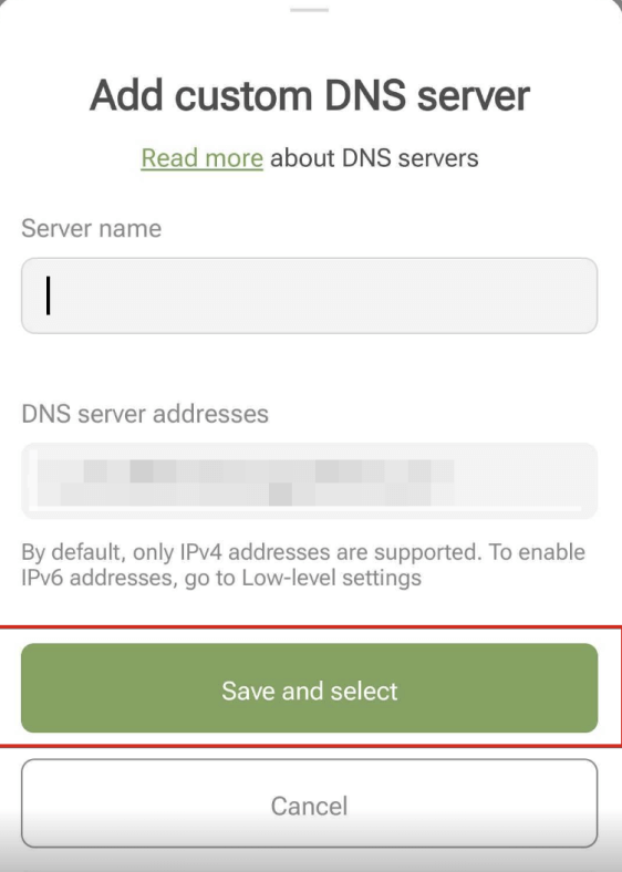 Tilføj en DNS-server *mobile_border