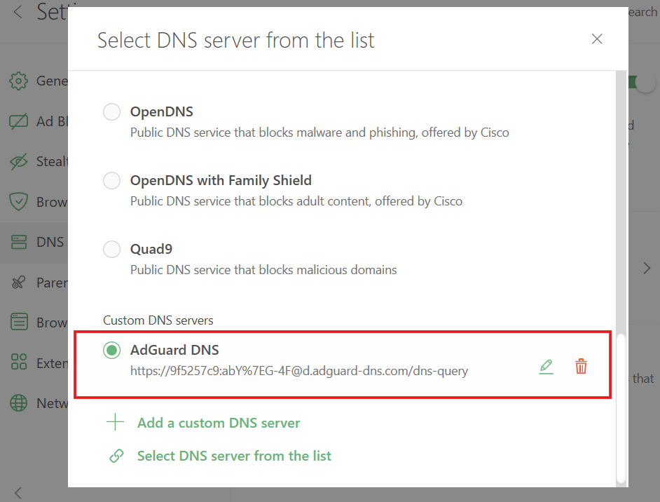 Custom DNS servers *border