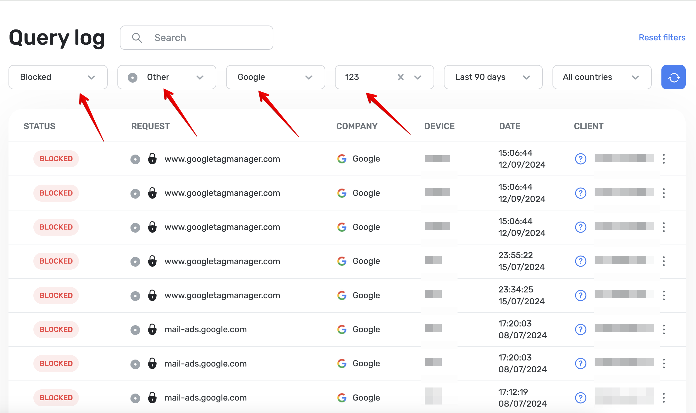 Sorting requests *border