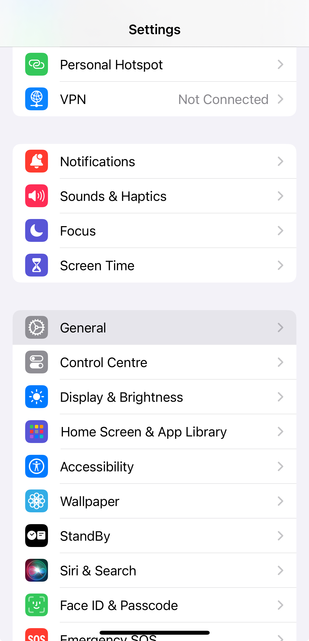 General settings *mobile