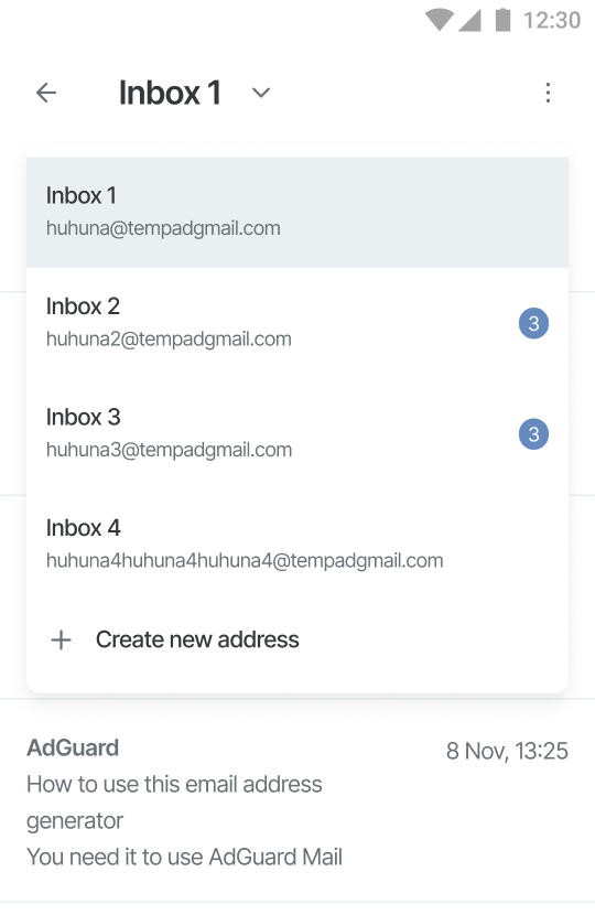 Create another address *mobile