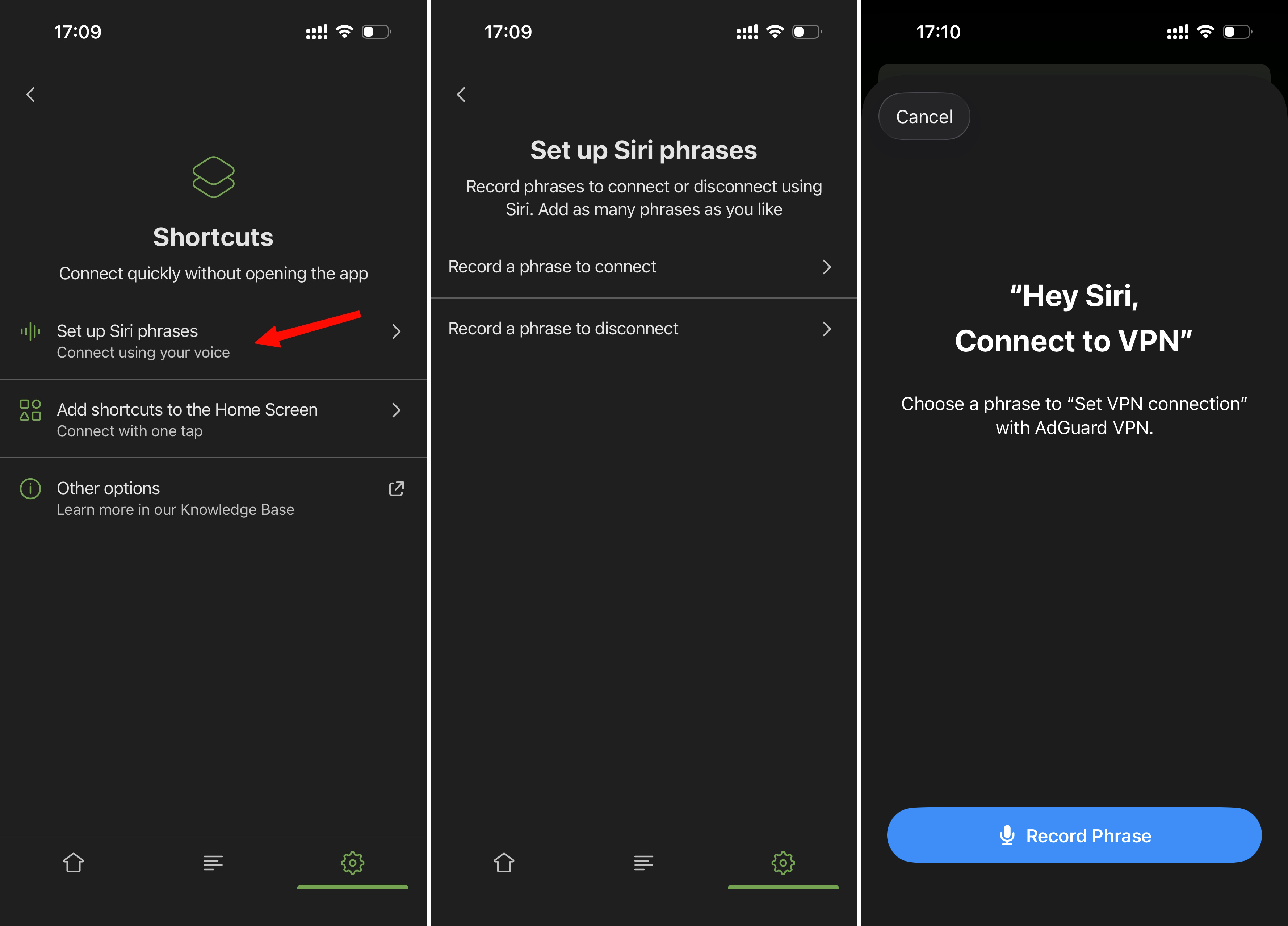 Connect with Siri