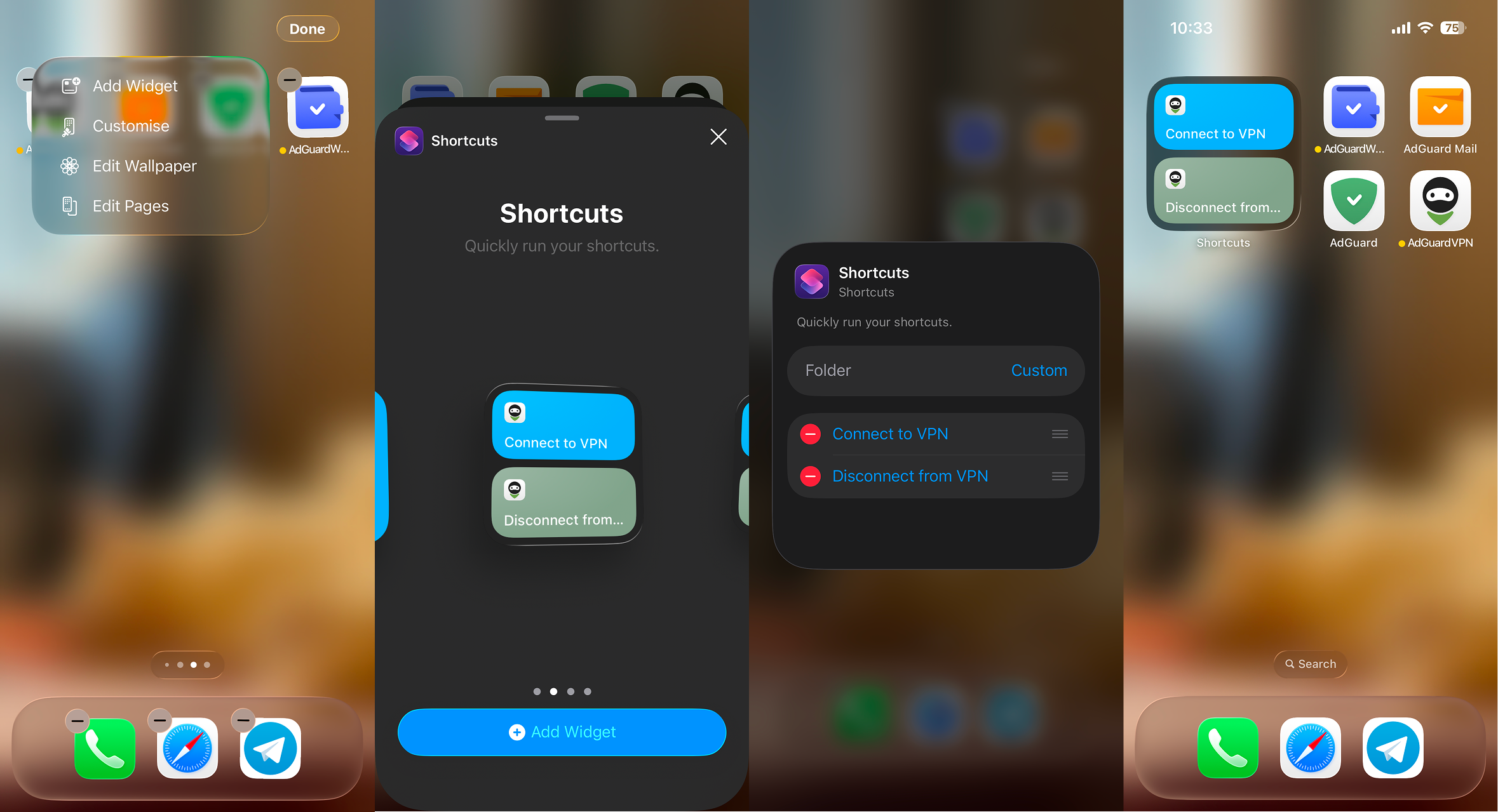 Add shortcut as widget