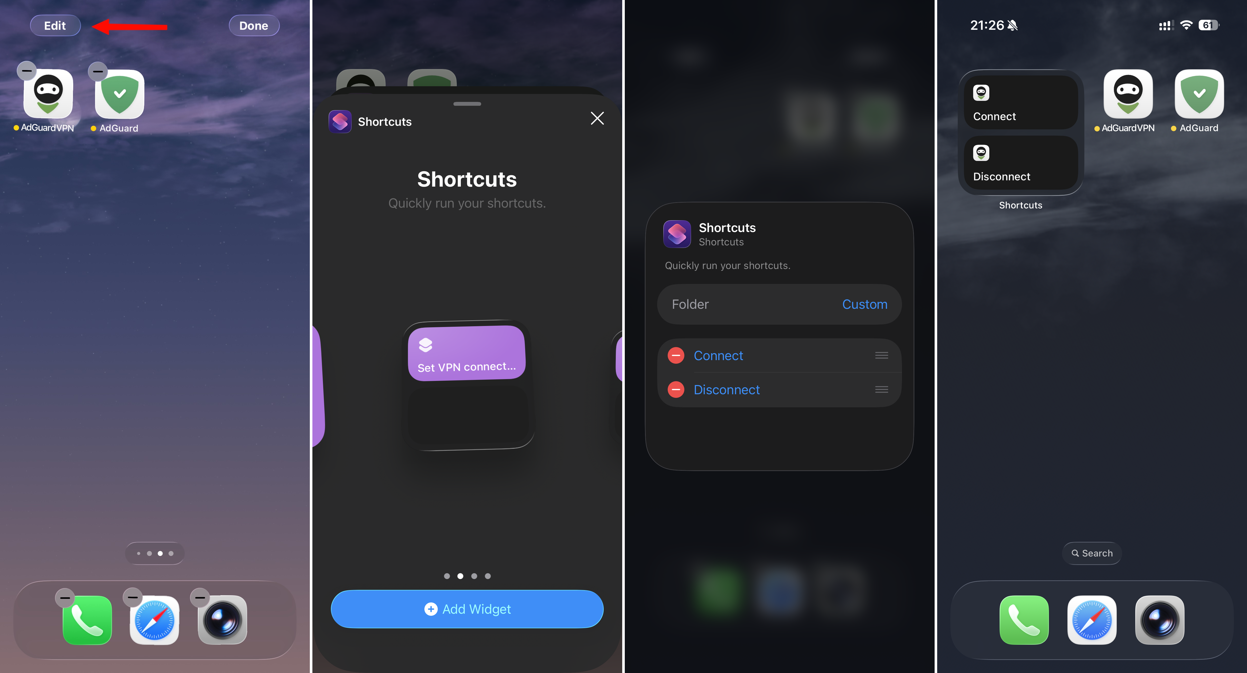 Add shortcut as widget