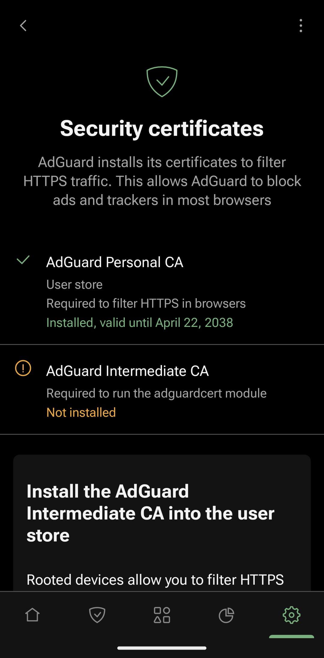 android adguard https flitering