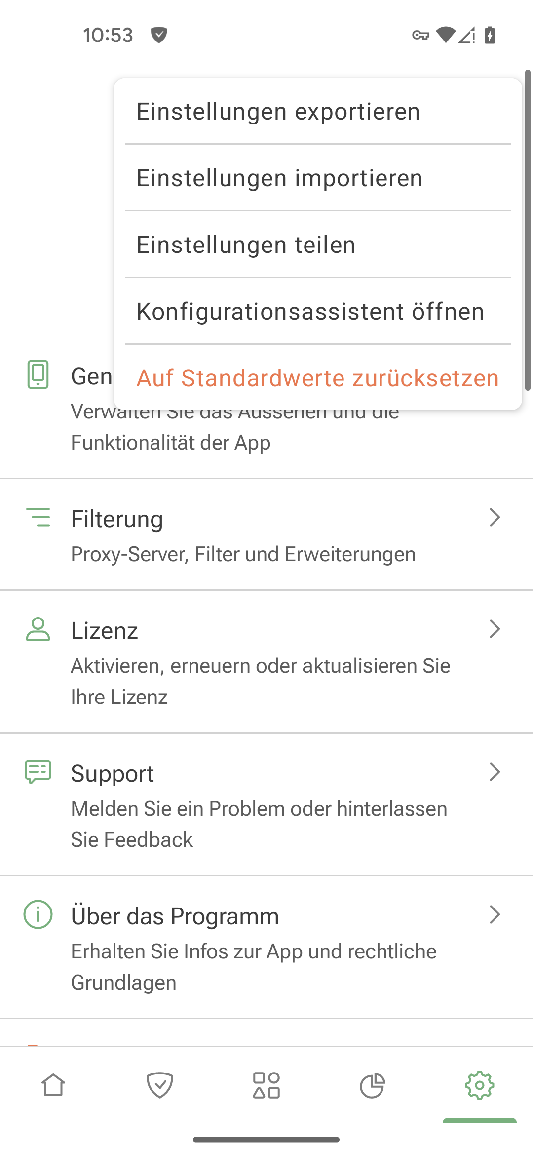 Einstellungen teilen *mobile