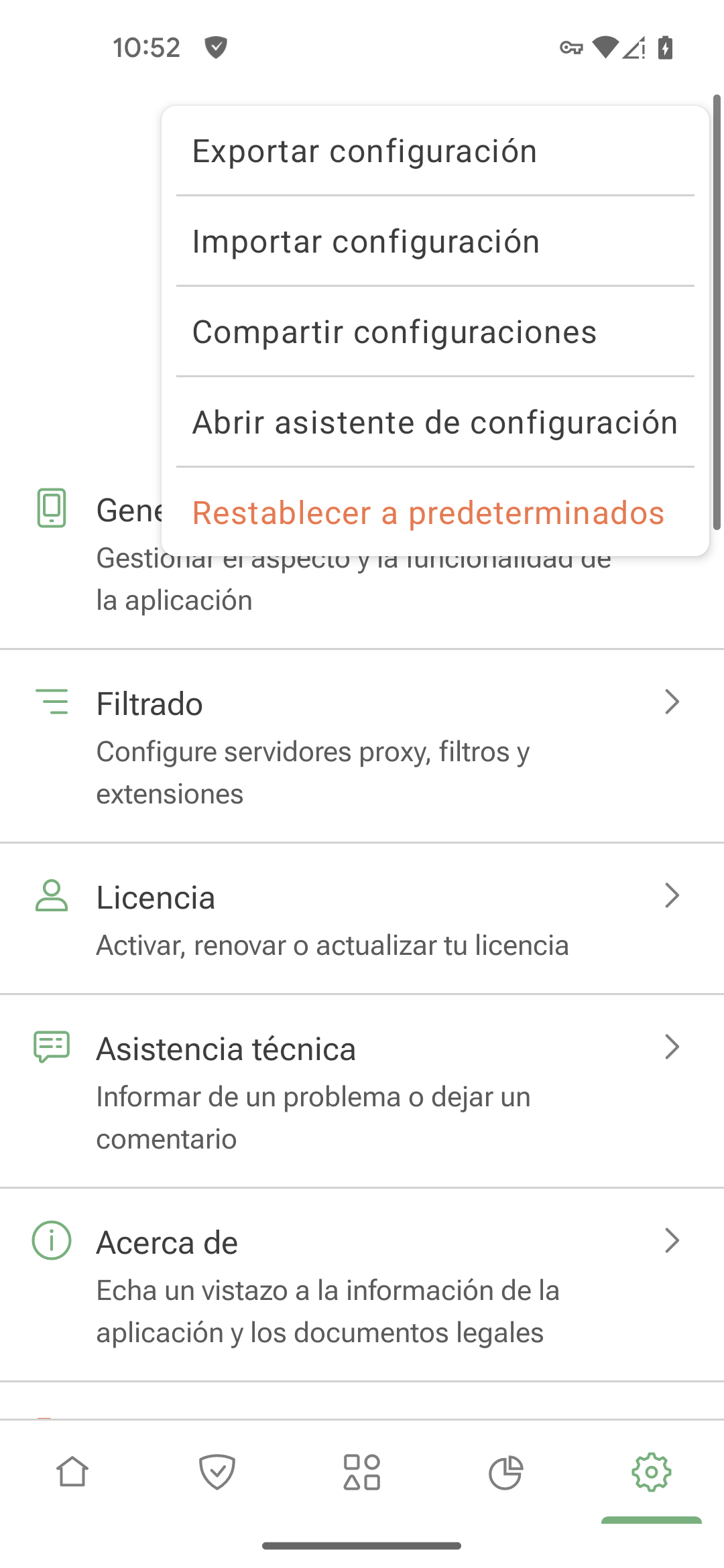 Compartir configuraciones *mobile