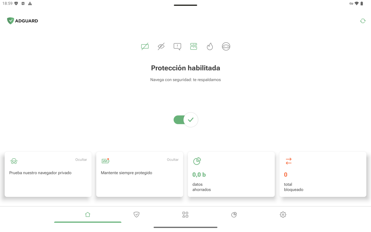 AdGuard para Android en modo horizontal *border