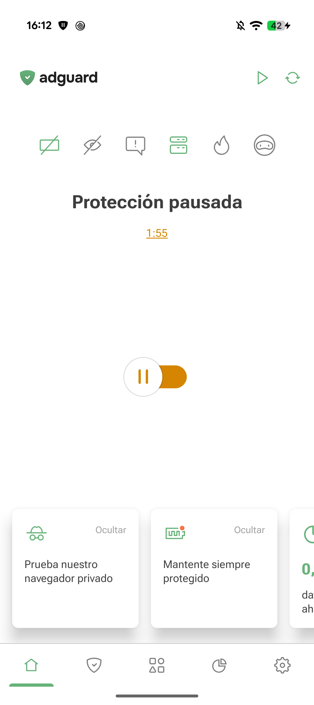 Pausar la protecci&oacute;n *mobile