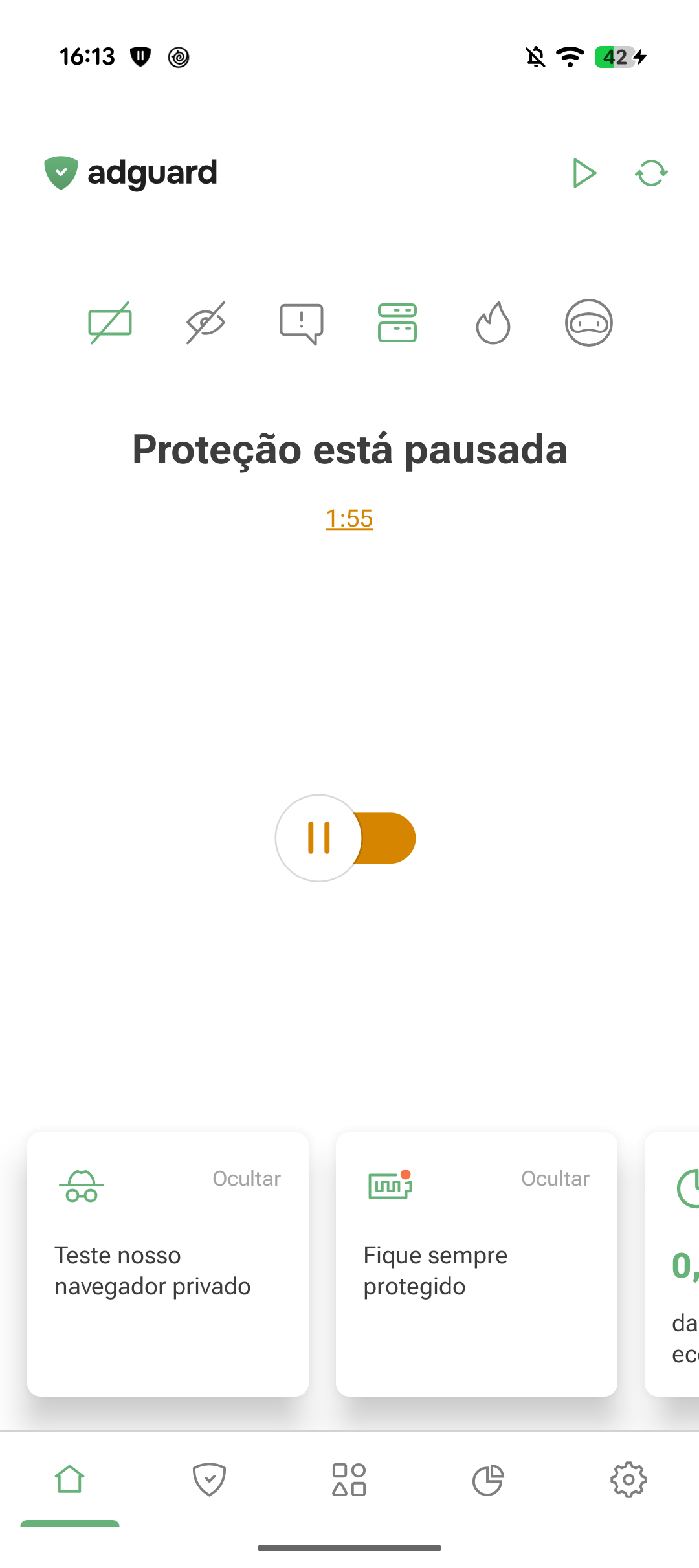 Pausar prote&ccedil;&atilde;o *mobile