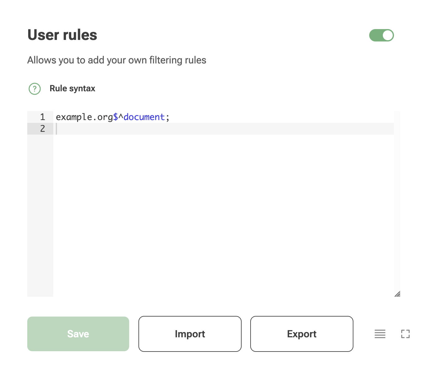 Old rule editor