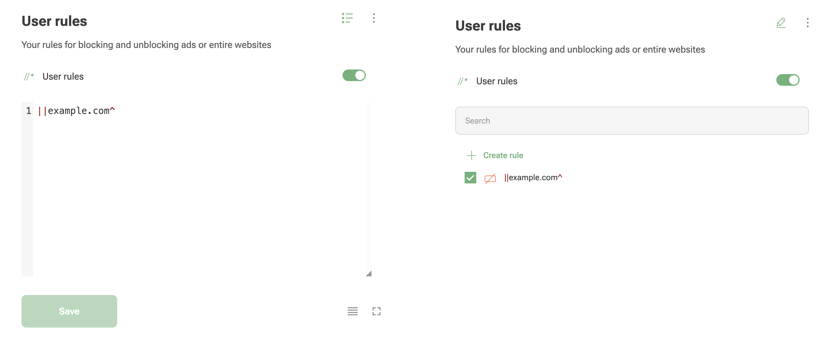 New rule editor
