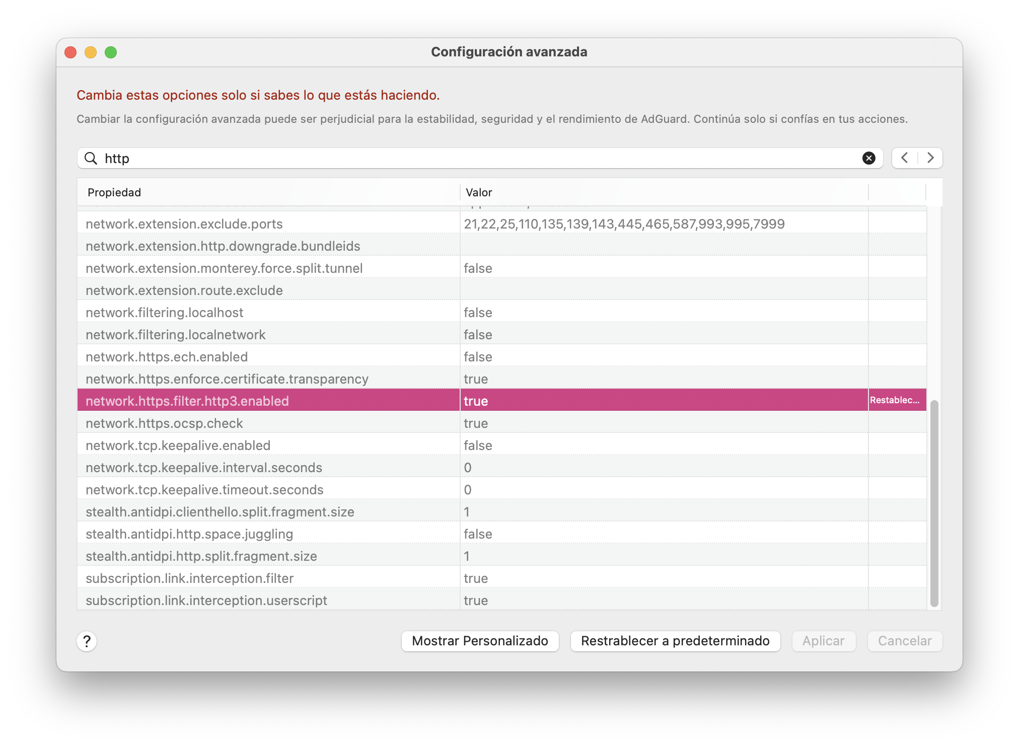 Compatibilidad con HTTP/3 *mobile border