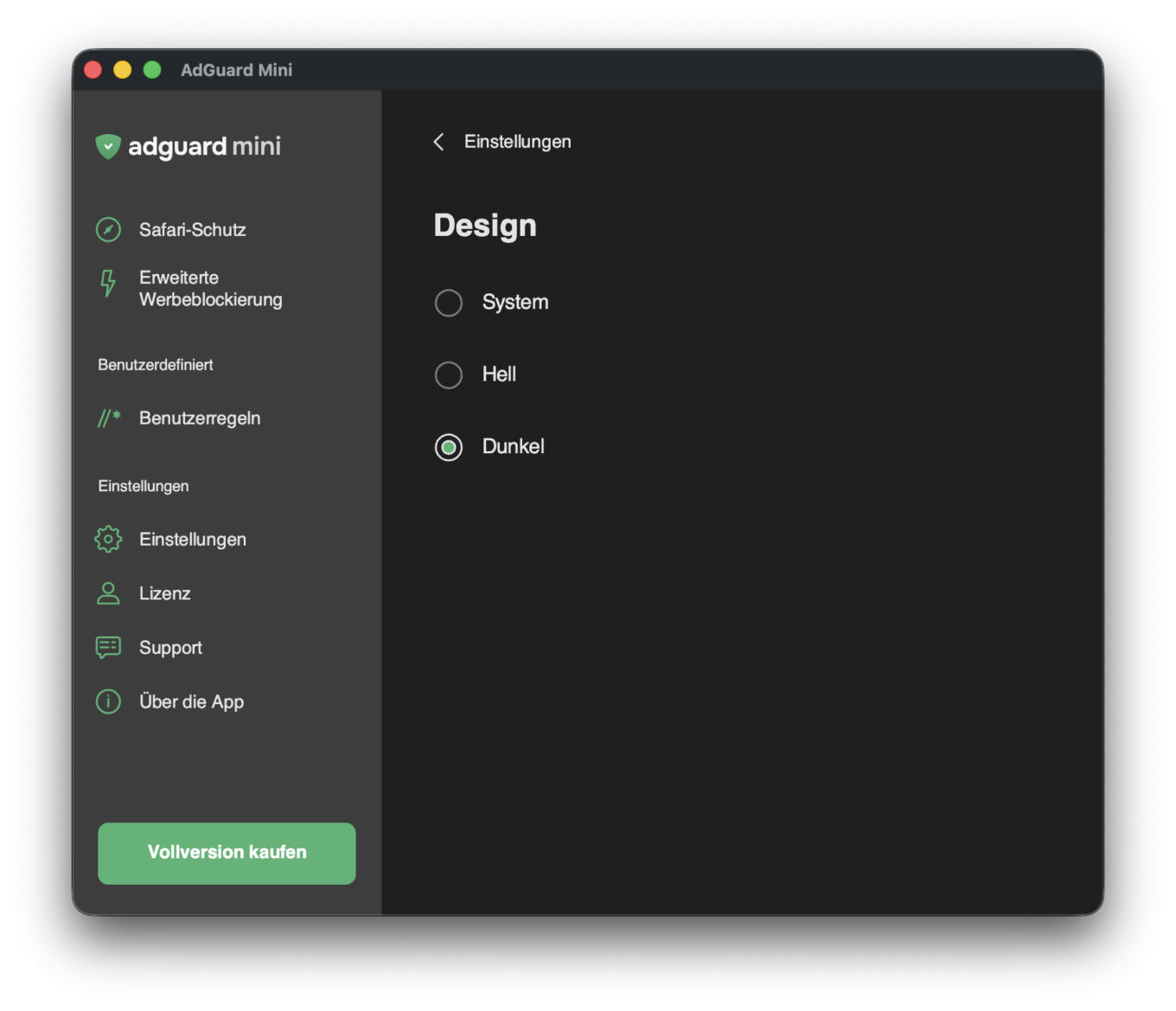 AdGuard Mini theme selection