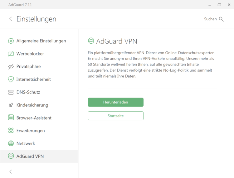 AdGuard VPN in der AdGuard-App