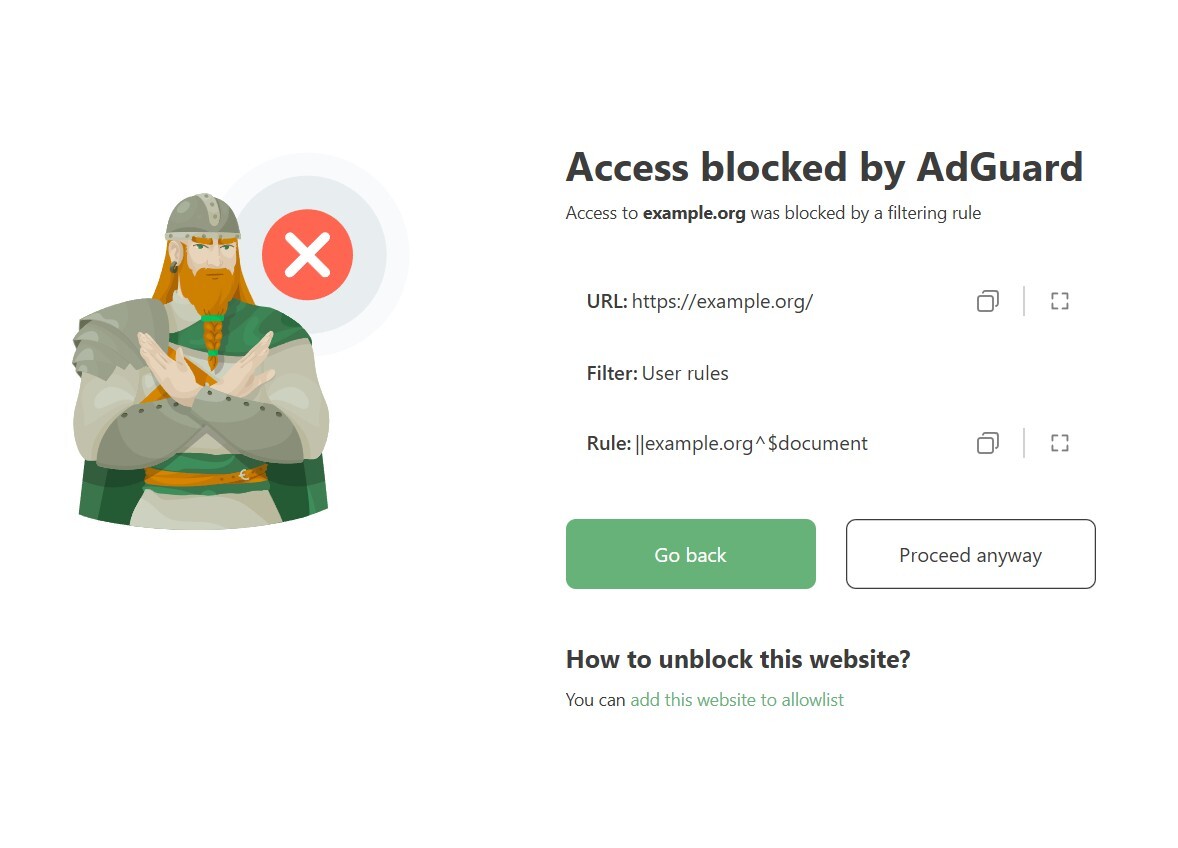 Website blocked by a rule *border