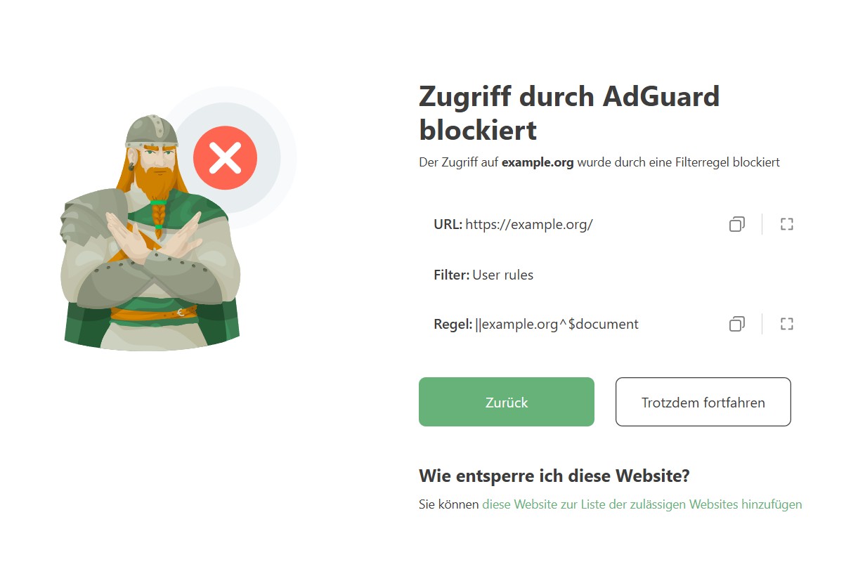 Website durch Regel blockiert *border