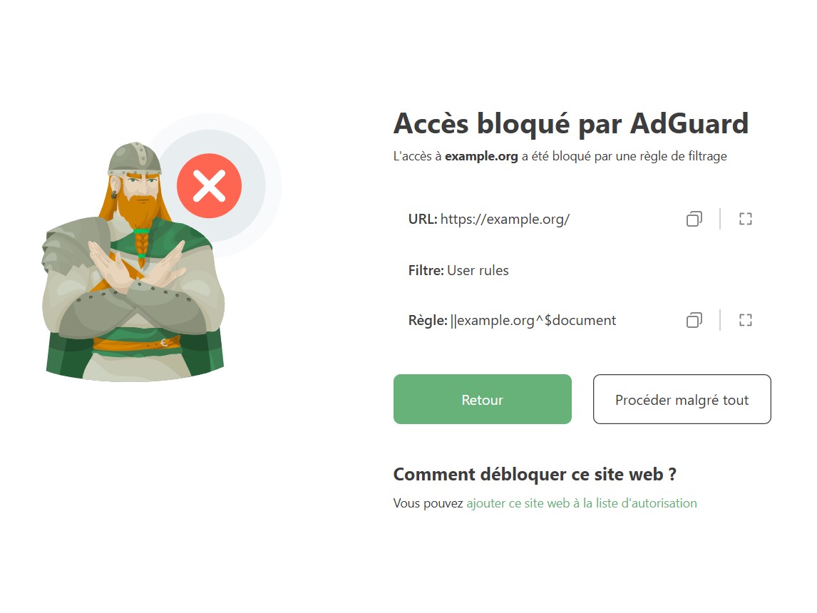 Site web bloqué par une règle *border