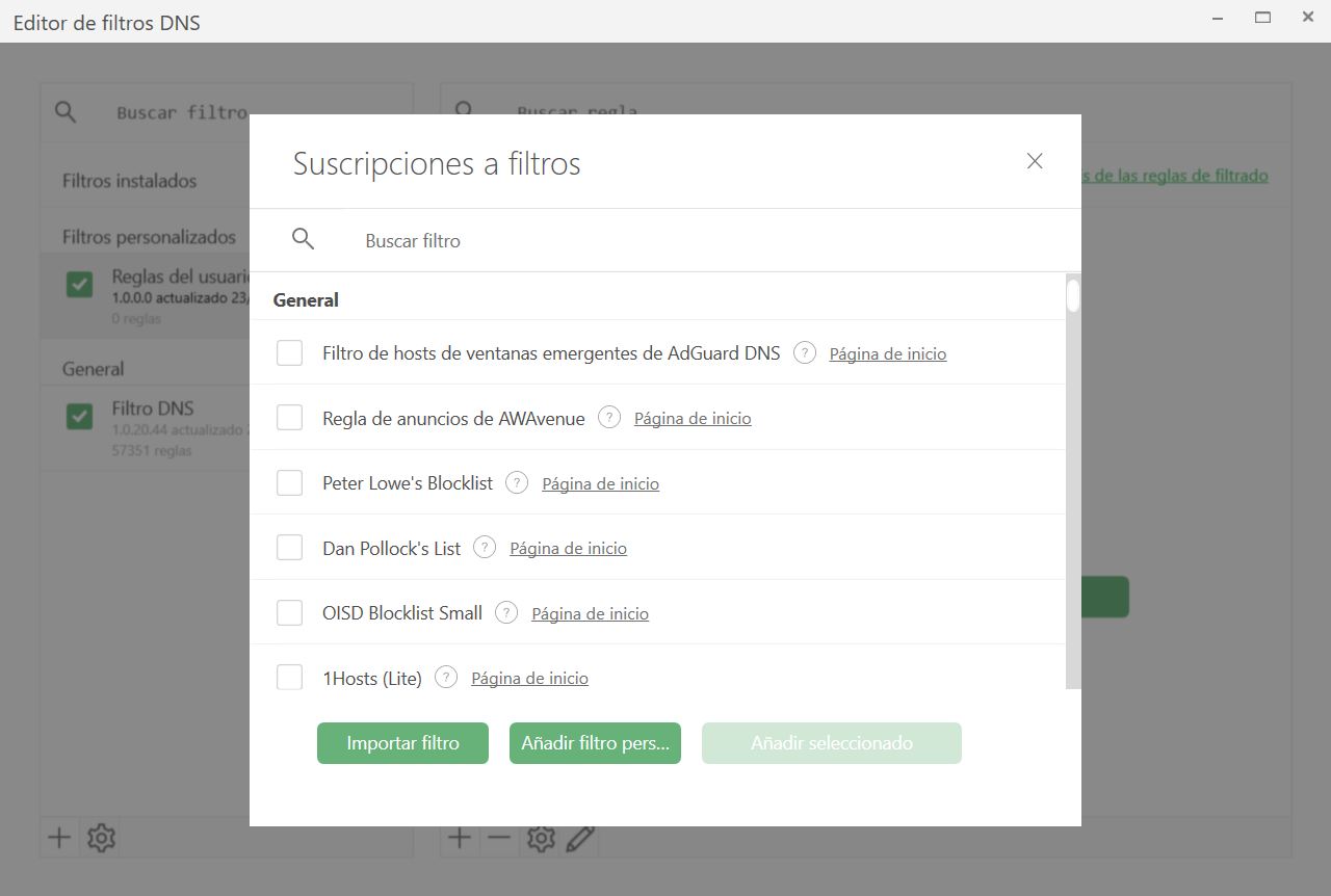 Filtros de DNS *border