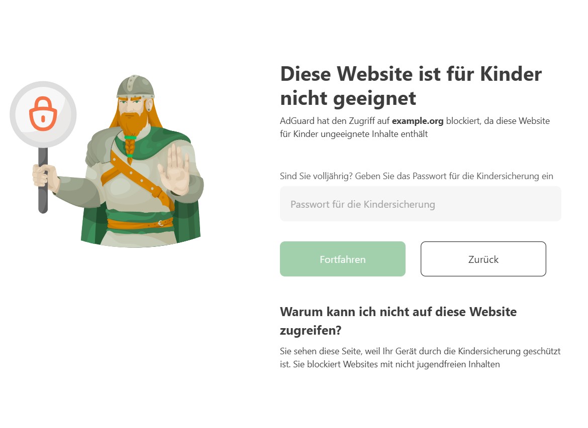 Website durch Kindersicherung blockiert *border