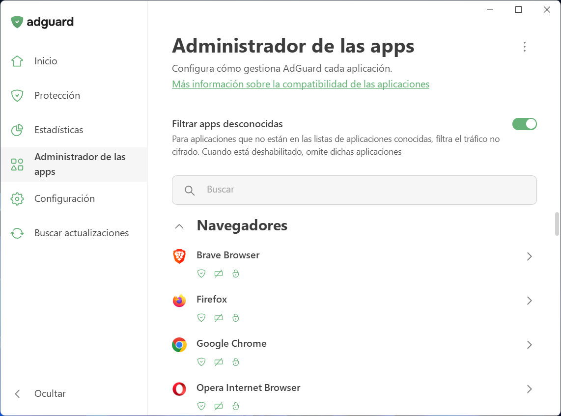 Gesti&oacute;n de aplicaciones
