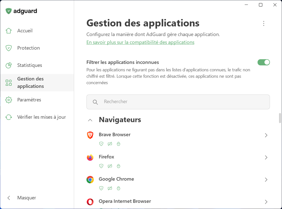 Gestion des applications