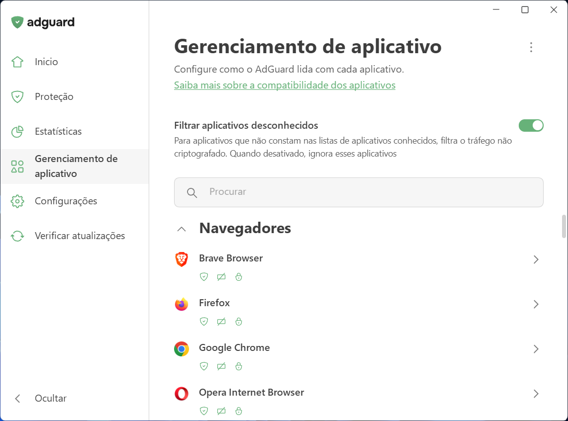Gerenciamento de aplicativos