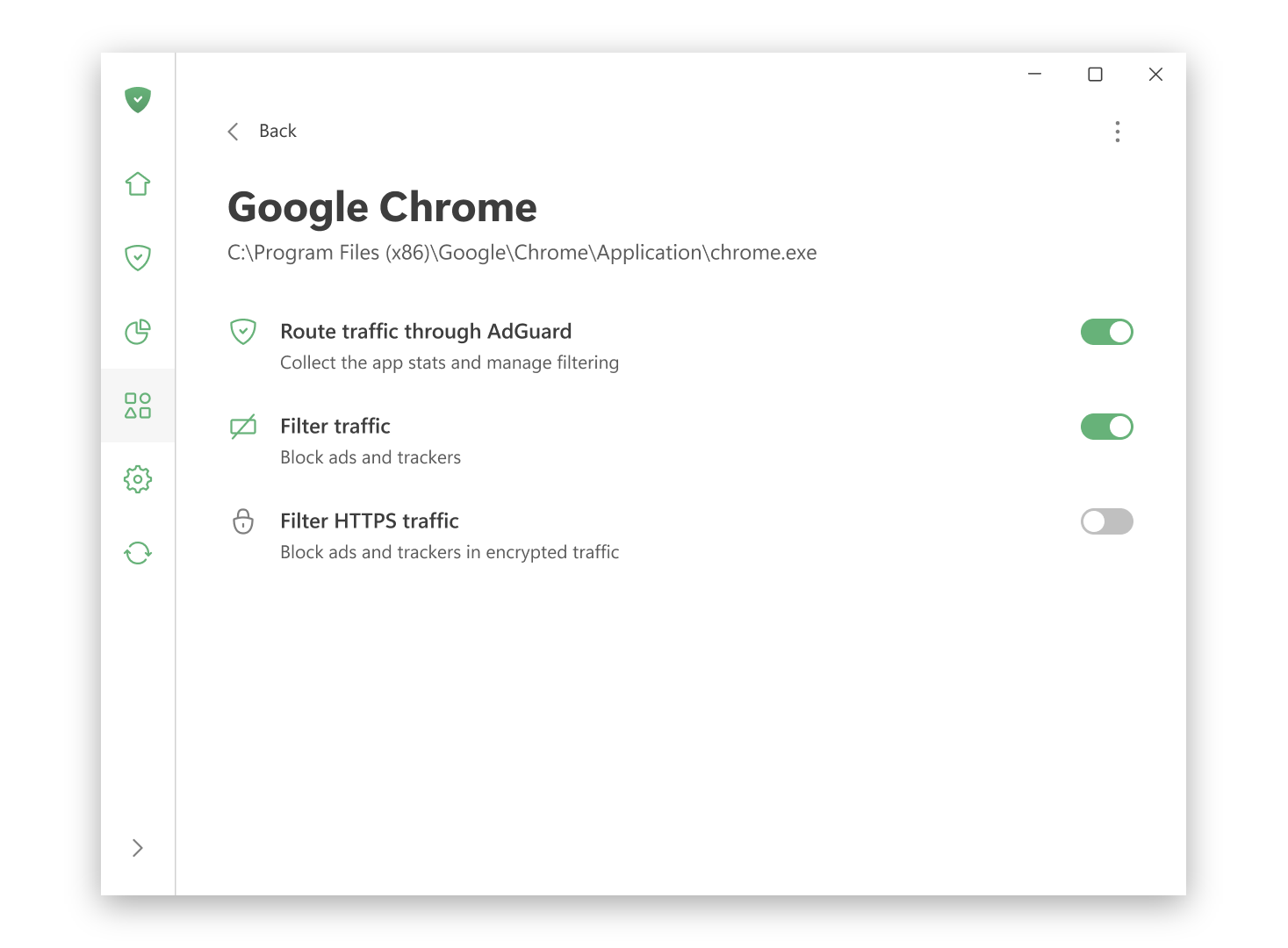AdGuard for Windows app management