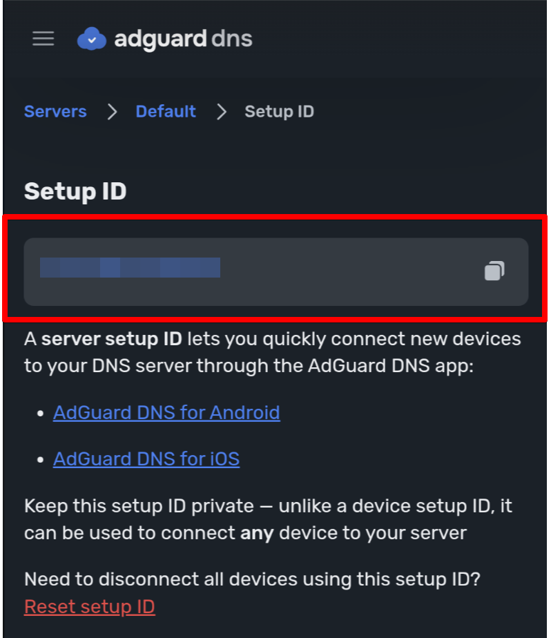 Server setup ID *mobile_border