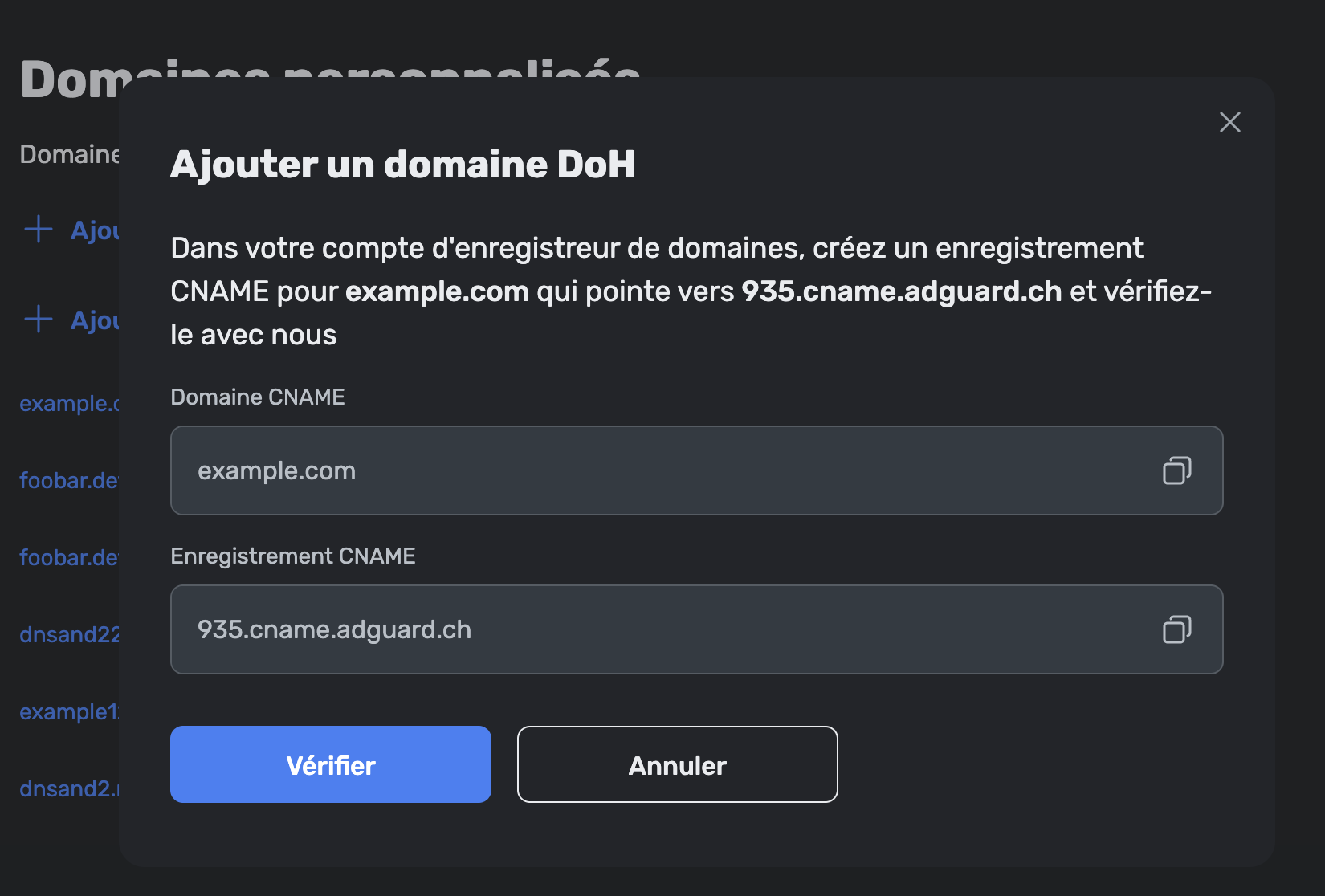Enregistrement CNAME *mobile