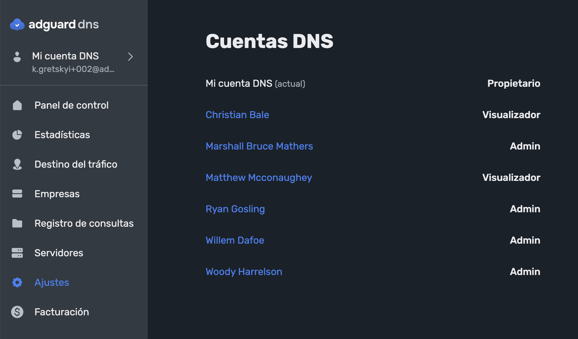 Múltiples cuentas de DNS