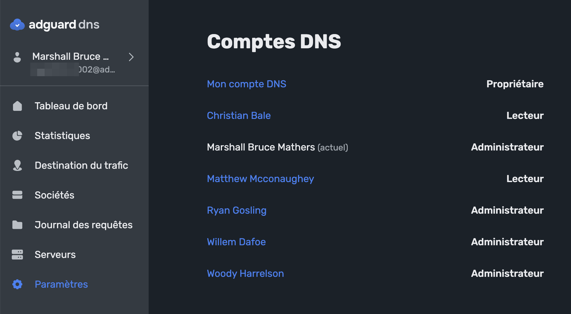 Comptes DNS multiples