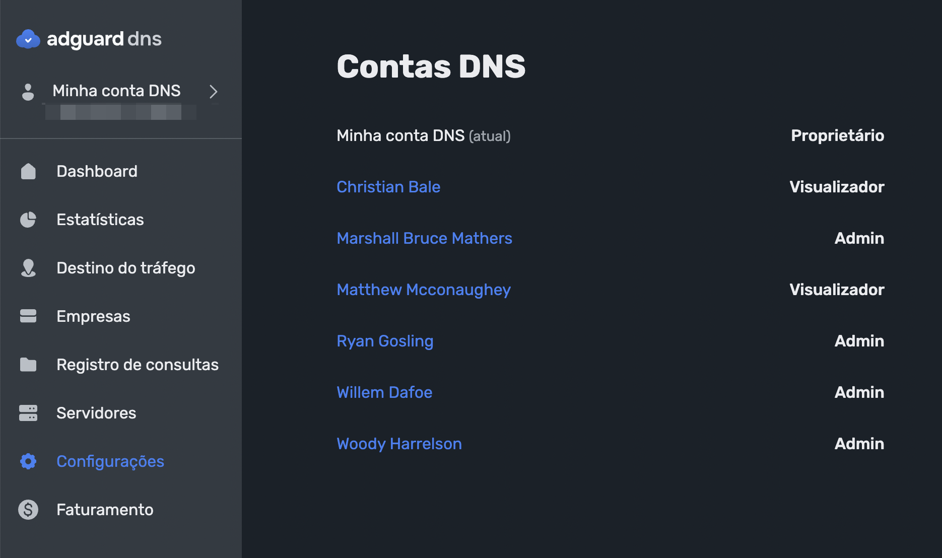 Múltiplas contas de DNS