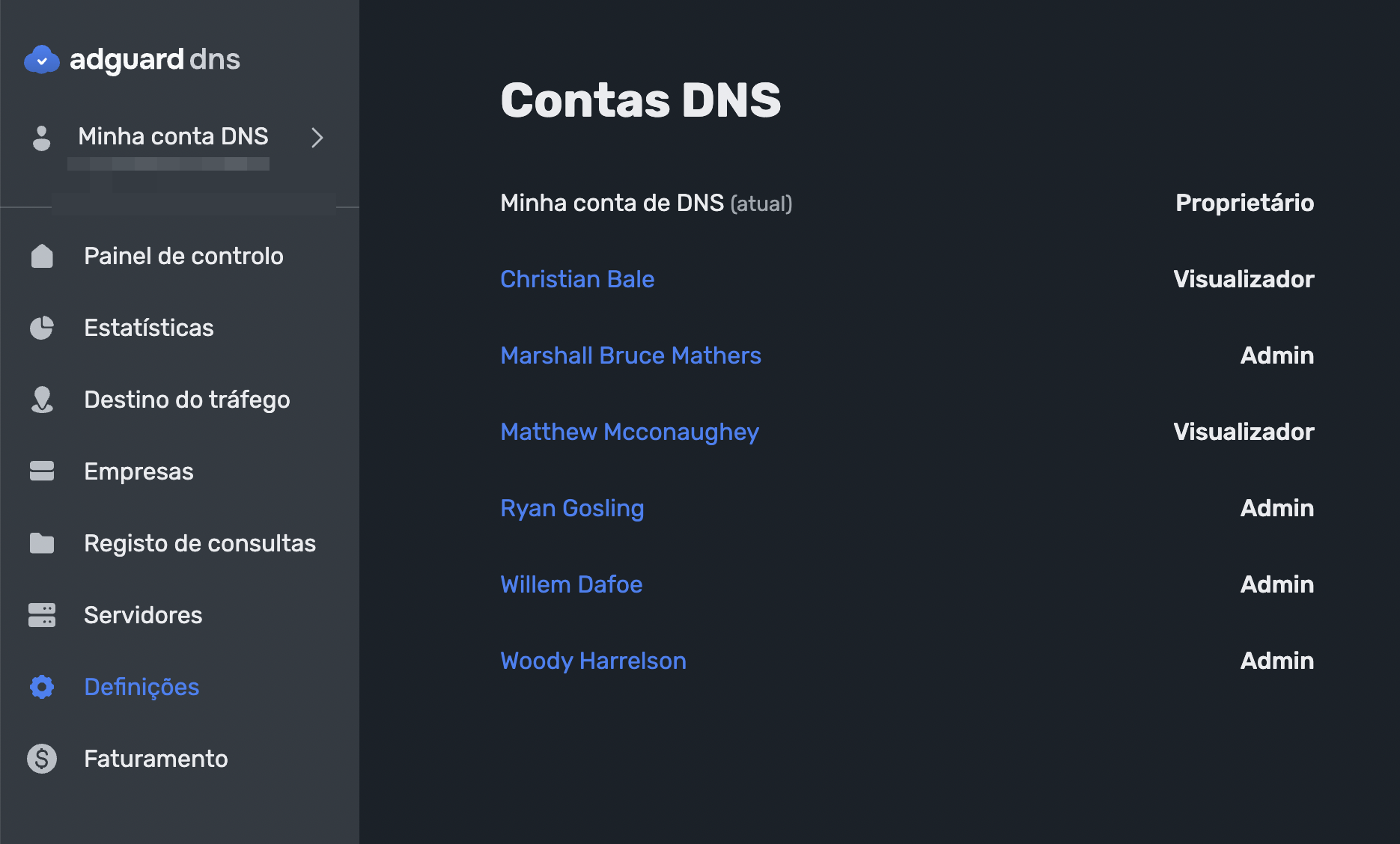 Múltiplas contas de DNS
