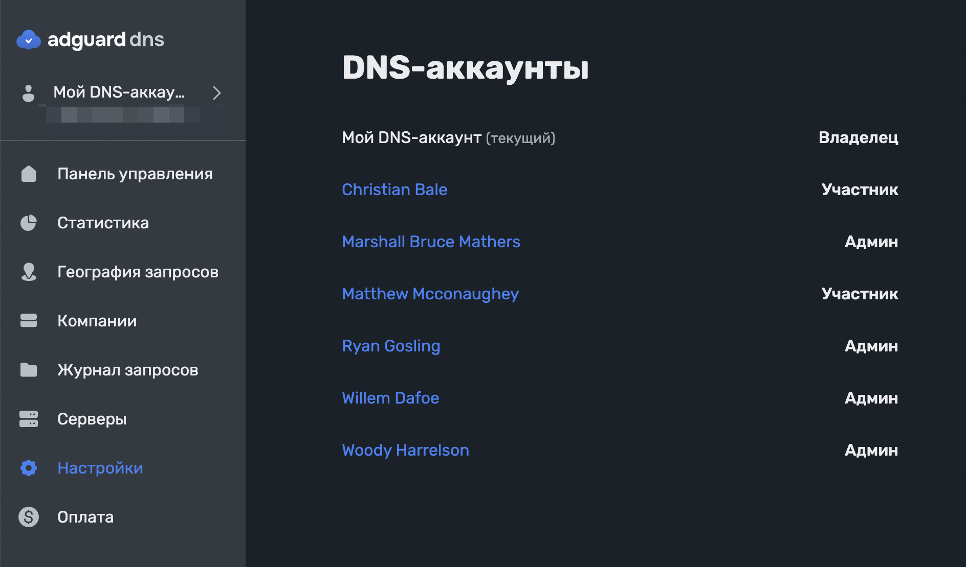 Несколько DNS-аккаунтов