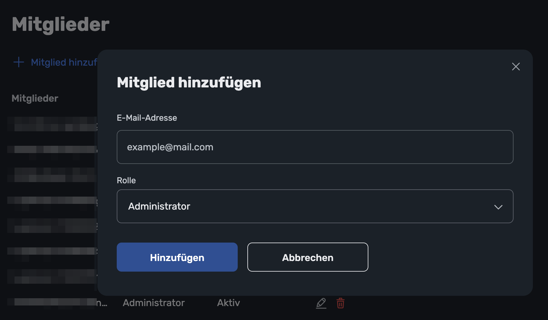 Ein Mitglied hinzufügen