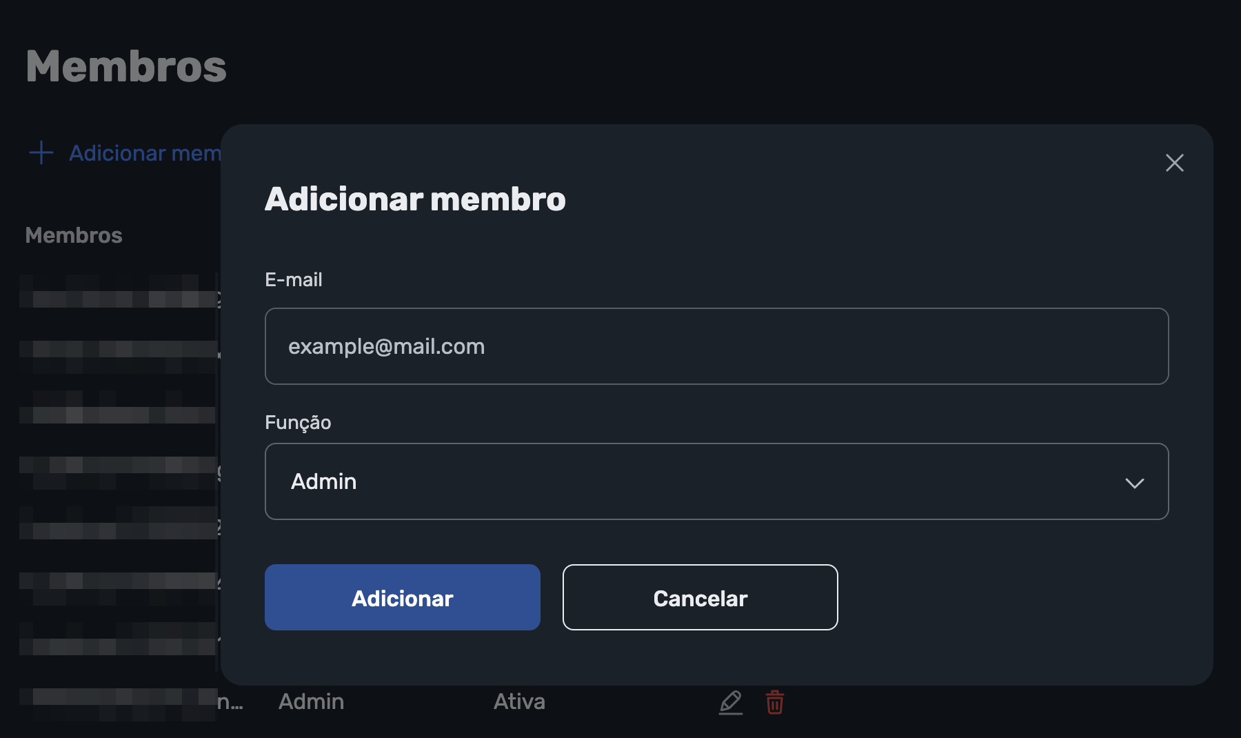 Adicionando um membro