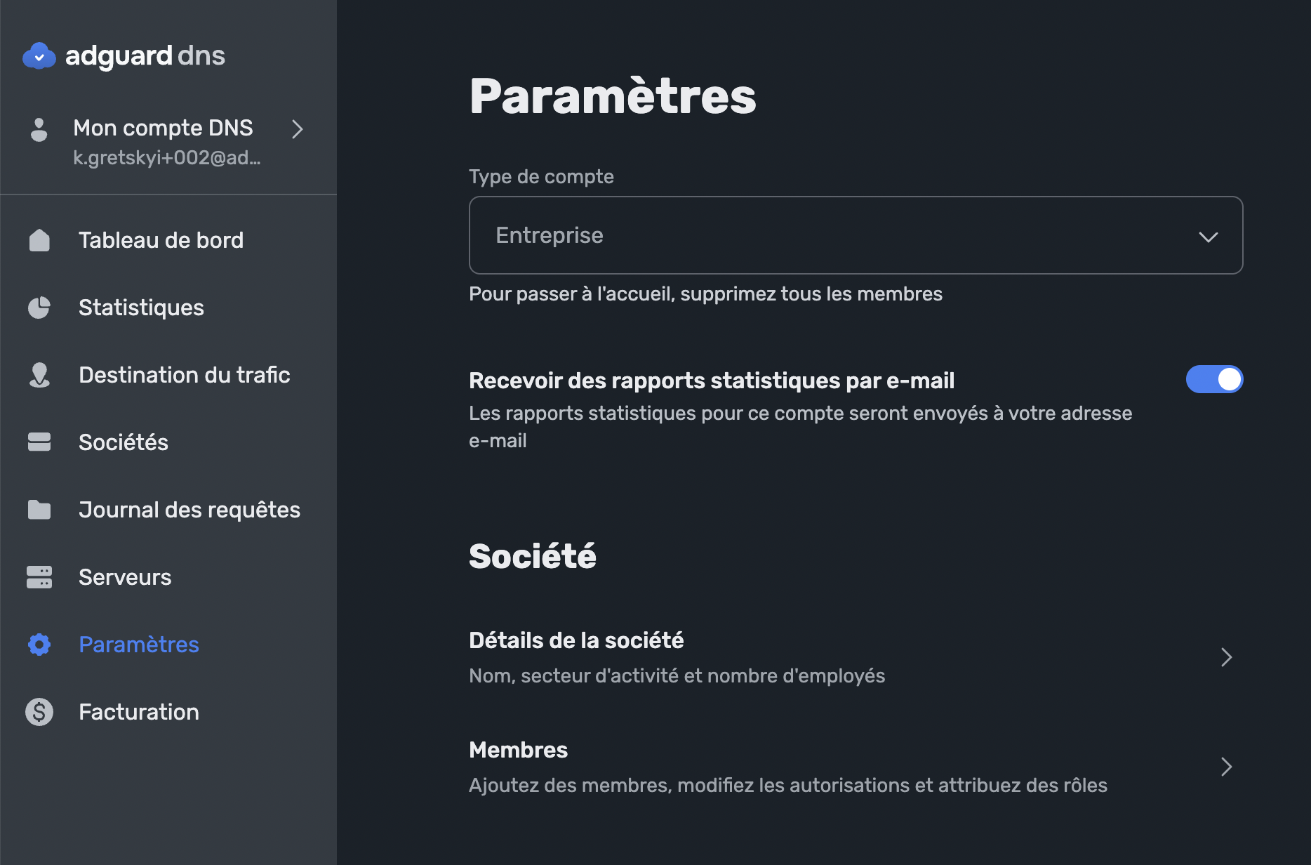 Paramétres propriétaire