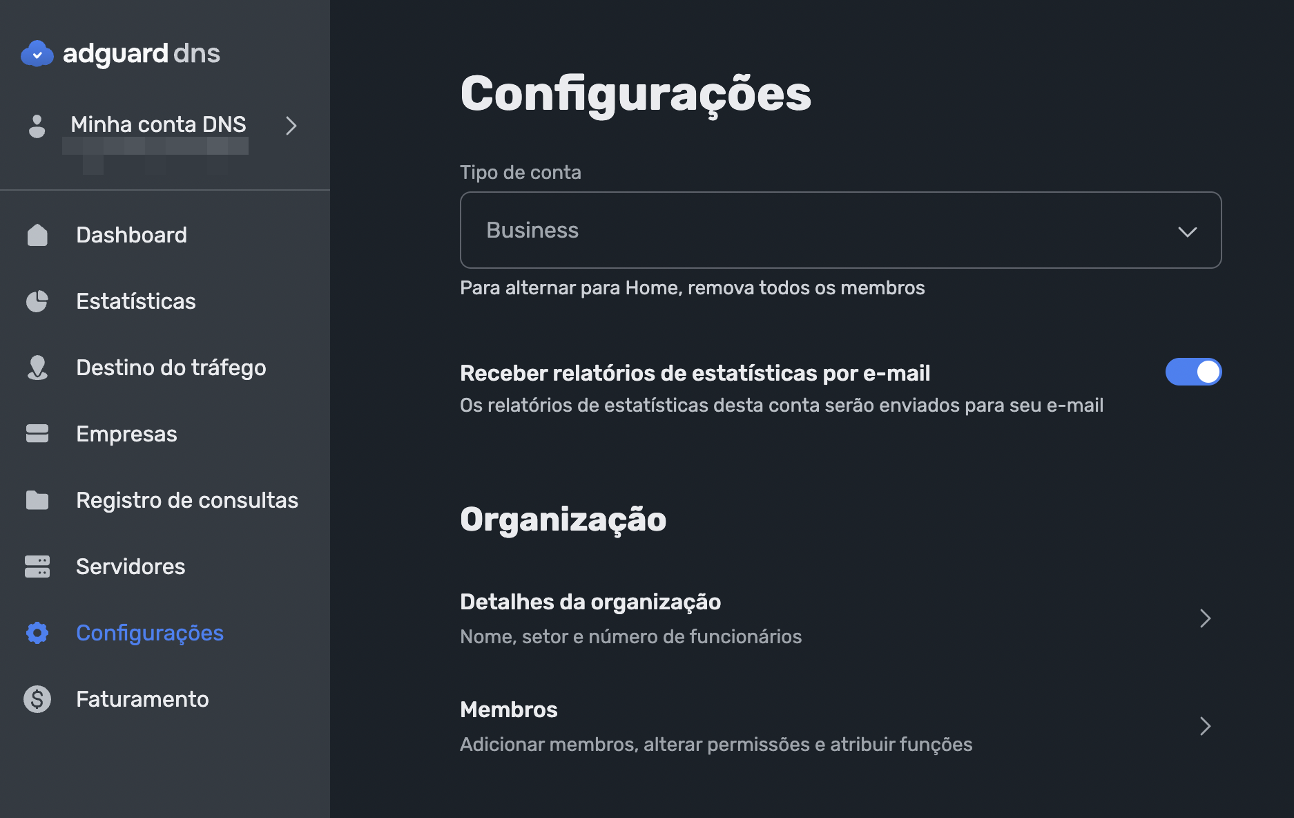 Configurações de proprietário