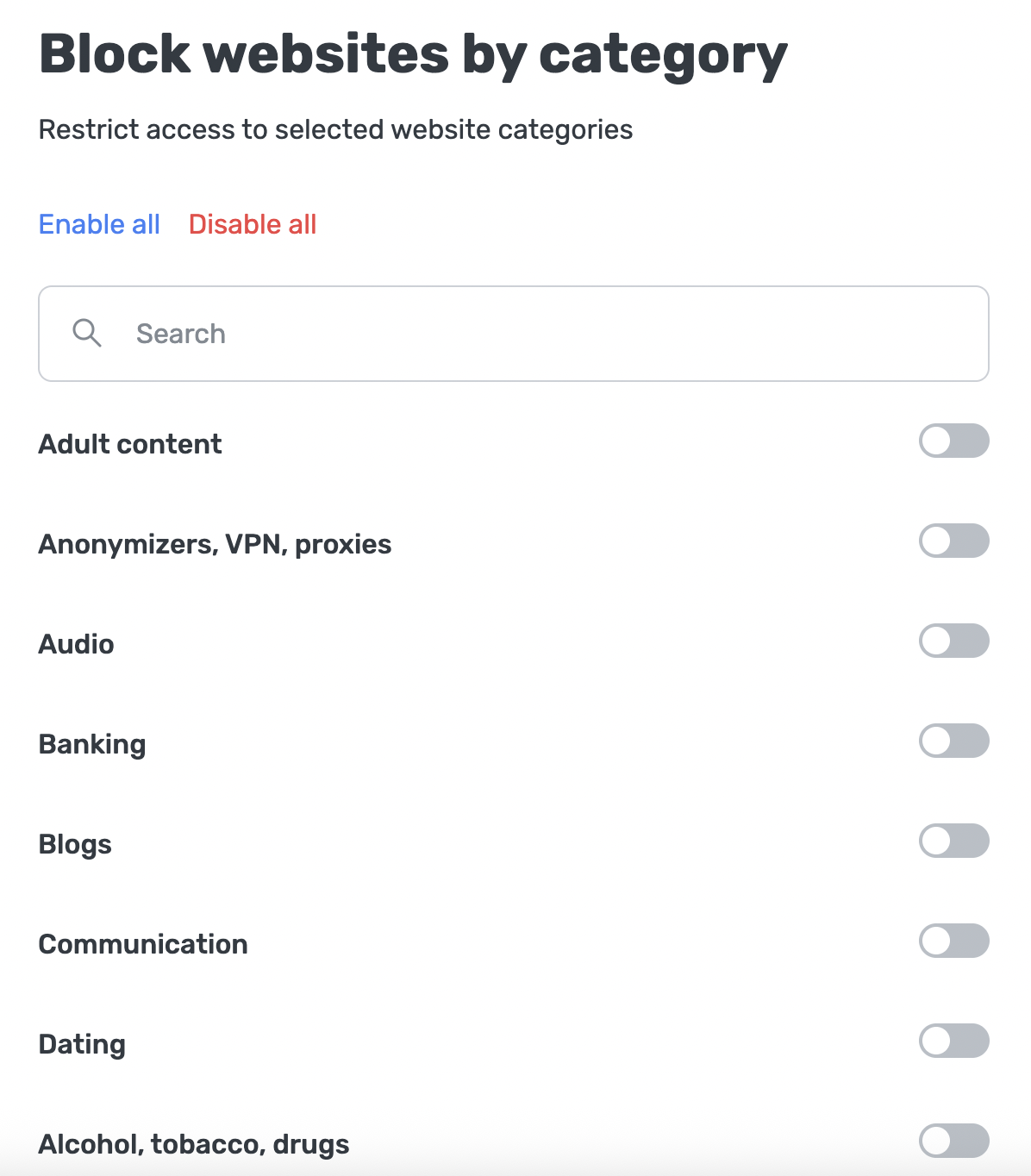 Category-based service blocking *mobile_border