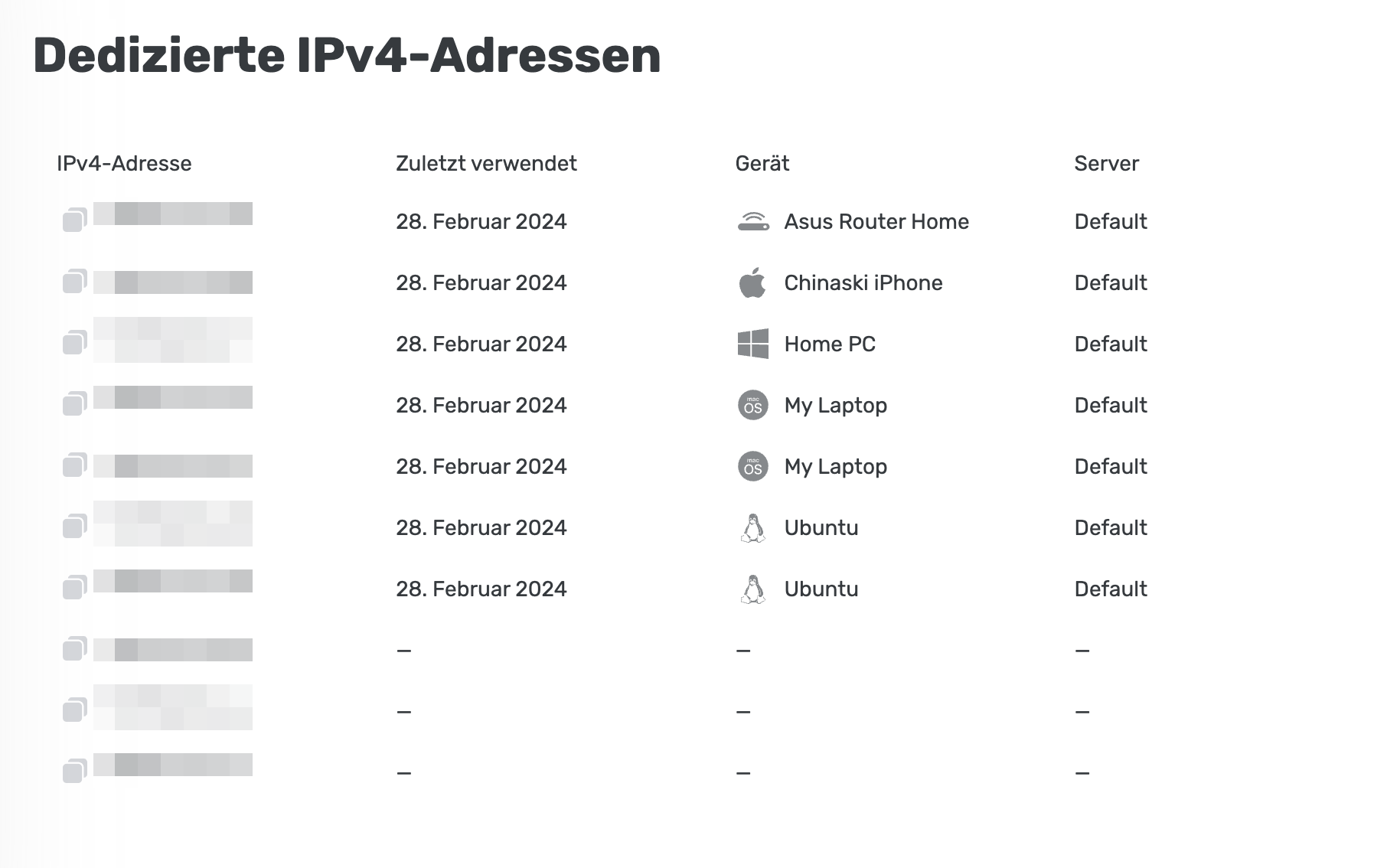 Dedizierte IPv4-Adresse