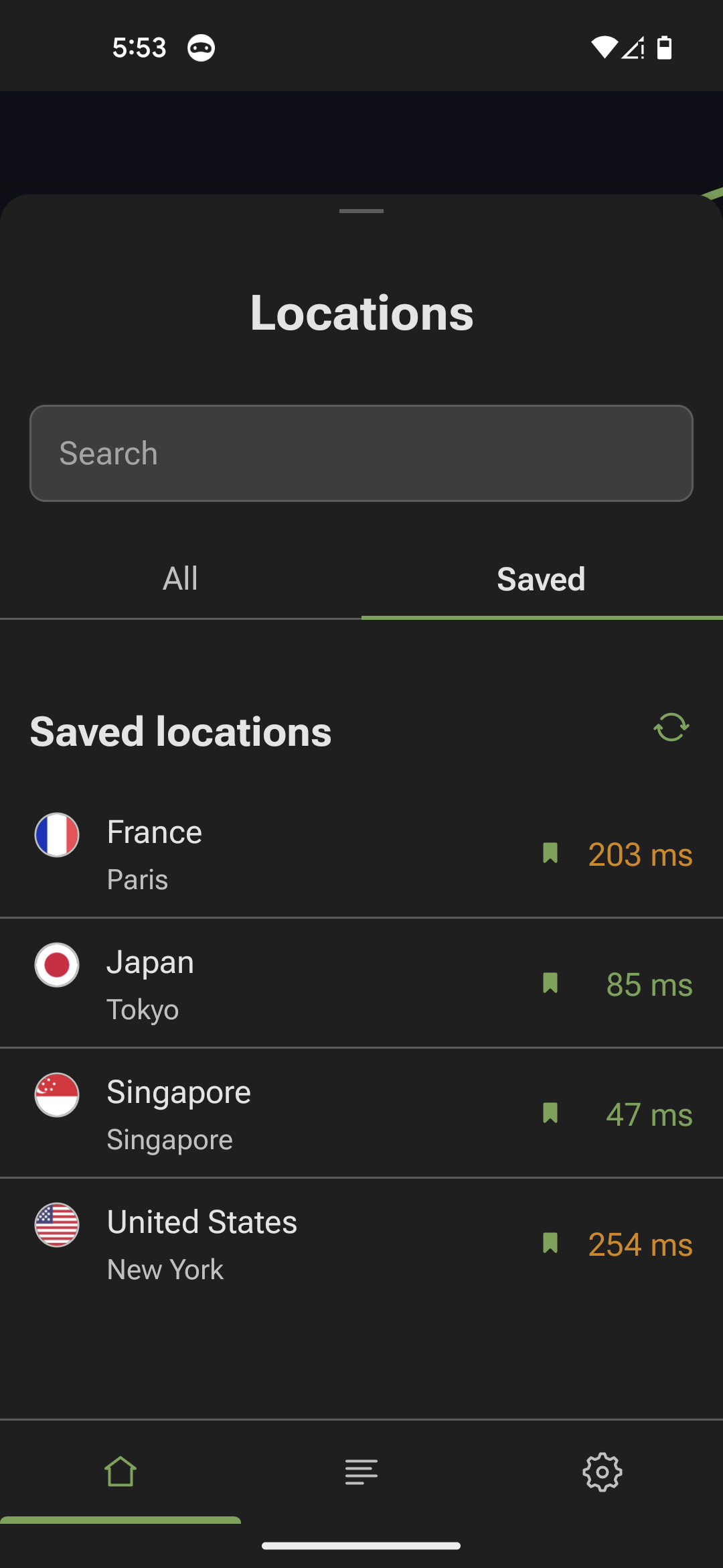 Saved locations *mobile