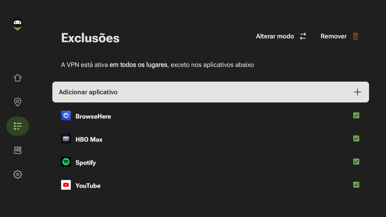 App exclusions for Android TV