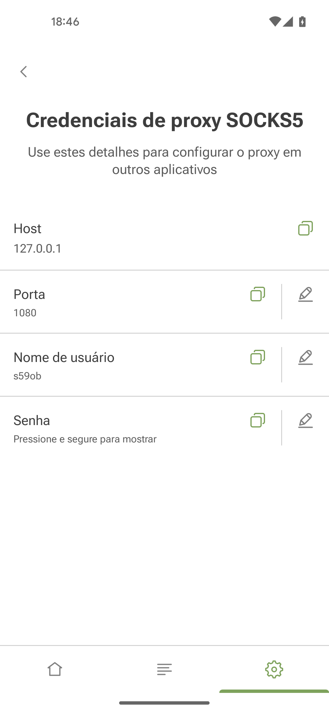 SOCKS5 proxy credentials *mobile