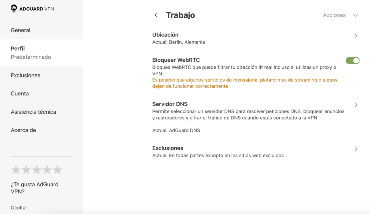 Configuraci&oacute;n del perfil