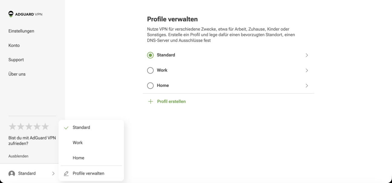 Profile verwalten
