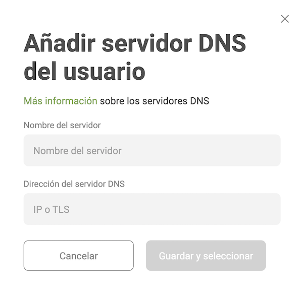 Añadir servidor DNS